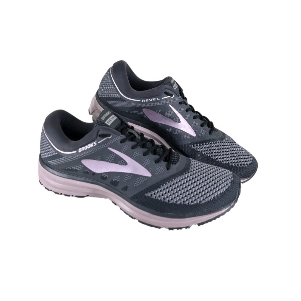 Brooks Revel Womens 10B Running Shoes Grey Rose Gold Sneakers Gym Workout